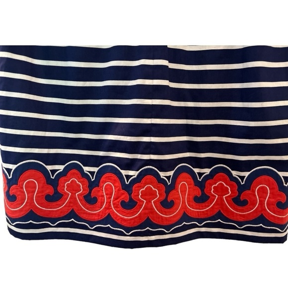 VINEYARD VINES shift dress. 10. Navy blue/white stripes with red embellishments - Picture 8 of 10